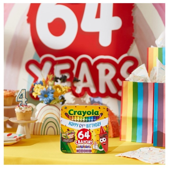 Brand New Crayola Happy 64th Birthday Collectors Tin & Confetti CrayonS - Picture 7 of 8